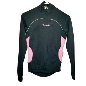 Campagnolo Womens Cycling Jersey Sz S Black & Pink Long Sleeve Gorpcore Marathon